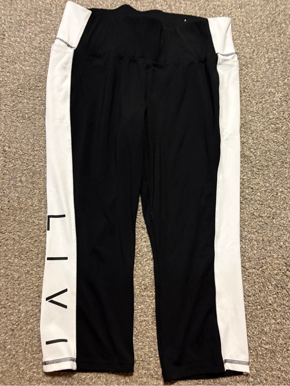 Plus/Athletic Black and White Active Leggings with Side Stripe